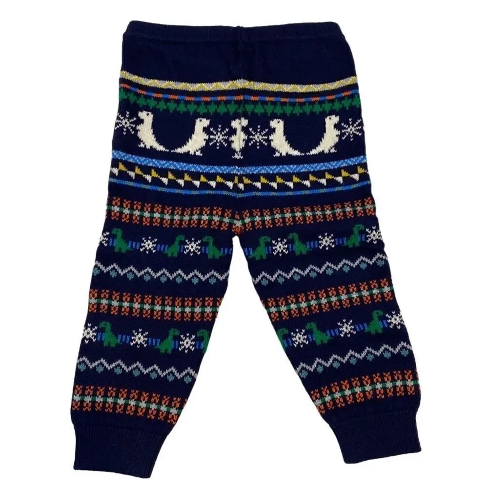 Baby Gap Navy Dinosaur Fair Isle Sweater Pants 12-18 Months NWT
